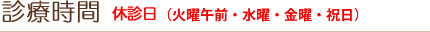 診療時間 休診日（水曜・金曜・祝日）